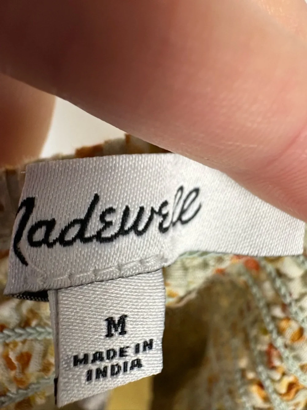 Madewell Hopewell Cottage Garden Puff Sleeve Crop Top in Sunfaded Sage size M - Picture 9 of 9